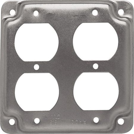 RACO Raco 30310 Square Steel 2 Gang Box Cover for 2 Duplex Receptacles 30310